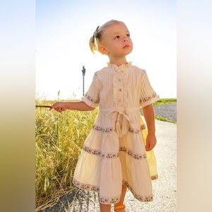 IVY CITY CO Mini Holland Cream Floral Dress 2T